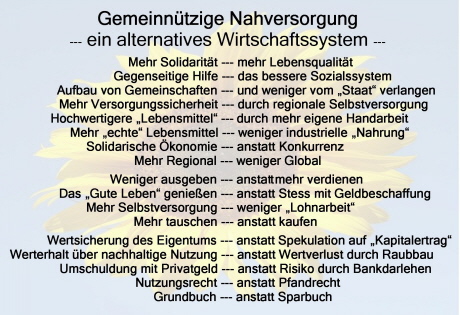 DRUCKVERSION/PRESSETEXT: ... ein besseres Leben möglichst ohne Hast und ohne Stress, aber mit Versorgungssicherheit unabhängig von Geld und Gut und eingebunden in eine solidarische Gemeinschaft.